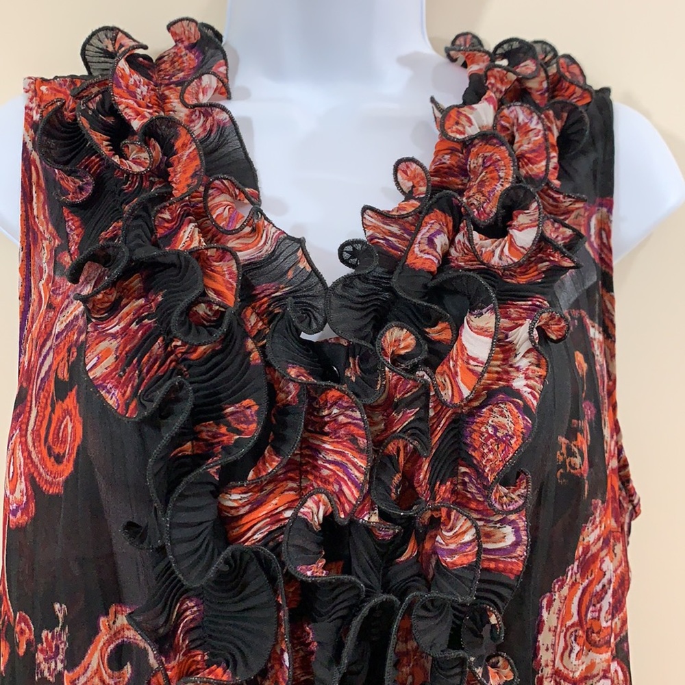 Sere Nade Front Ruffled Button Up Semi Sheer Shirt - Picture 2 of 9